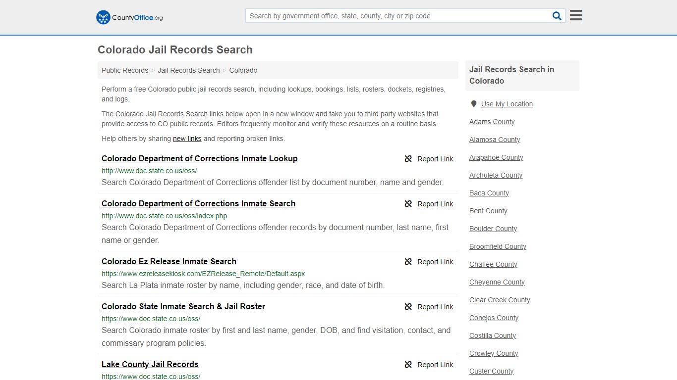 Jail Records Search - Colorado (Jail Rosters & Records) - County Office
